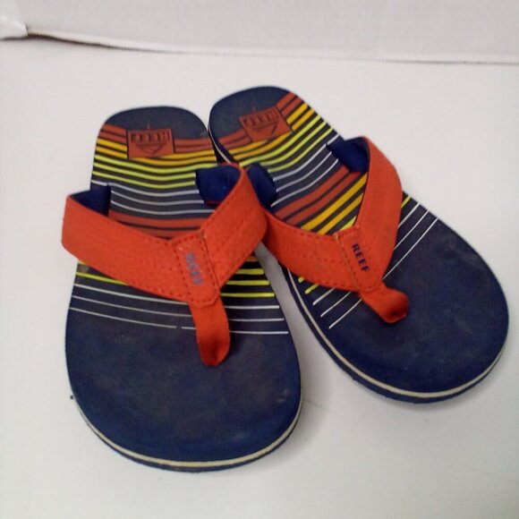 Reef Flip Flops Boys 3 Kids Rainbow Colorful Pre-Owned - Picture 1 of 12
